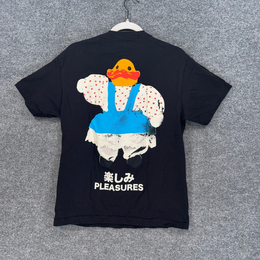 Pleasures Tshirt Mens Medium Black Japanese Text Duck Graphic Streetwear Tee